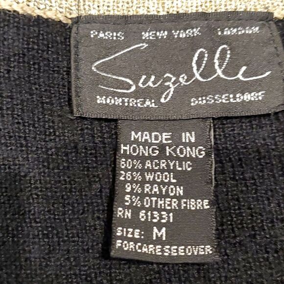 Vintage Gorgeous Black Gold Metallic VNeck Sweater, Suzelle, Sz M - Picture 8 of 9